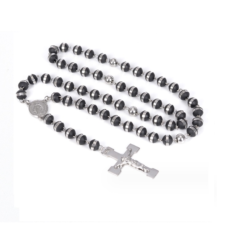 Beaded Cross Long Necklace For Man  